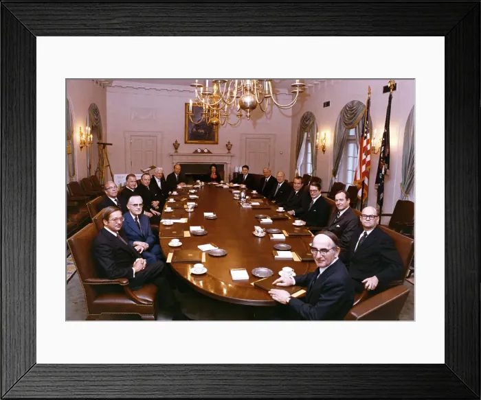 Framed Print : Richard Nixon Meeting with His Cabinet