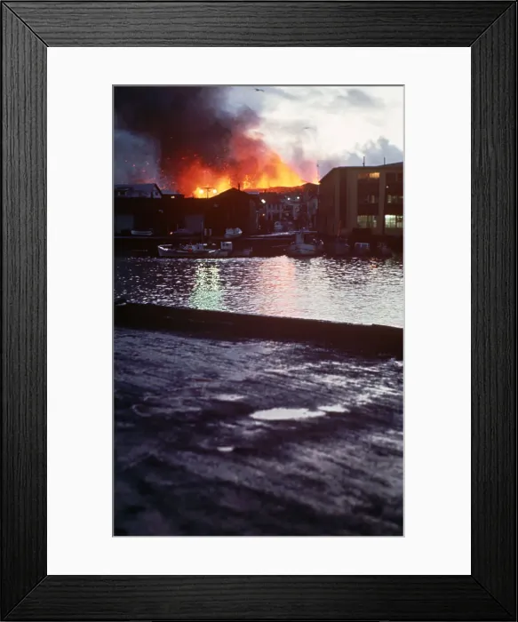 Framed Print : View Of Volcano Eruption From Harbor Framed Print : View Of Volcano Eruption From Harbor