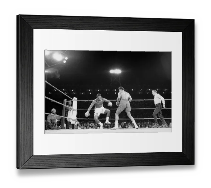 Framed Print : Joe Frazier Landing on The Ropes During Fight Framed Print : Joe Frazier Landing on The Ropes During Fight