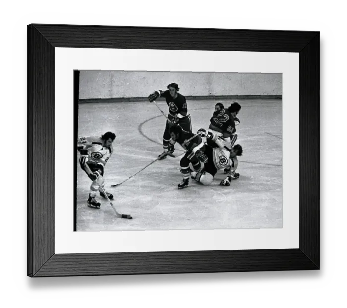 Framed Print : Bobby Orr Falling in Hockey Action