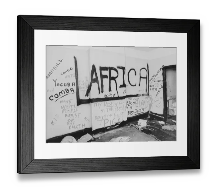 Framed Print : Graffiti on Walls of Sniper's Hotel Room Framed Print : Graffiti on Walls of Sniper's Hotel Room