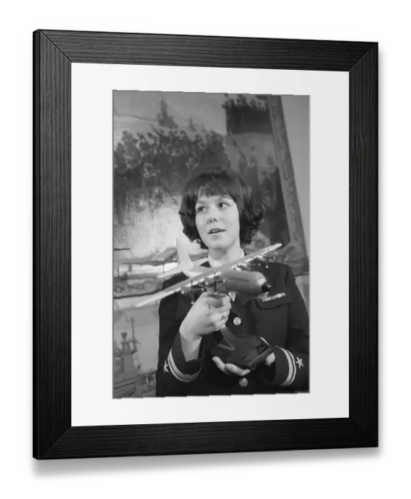 Framed Print : Judith Neuffer Holding Model Airplane Framed Print : Judith Neuffer Holding Model Airplane