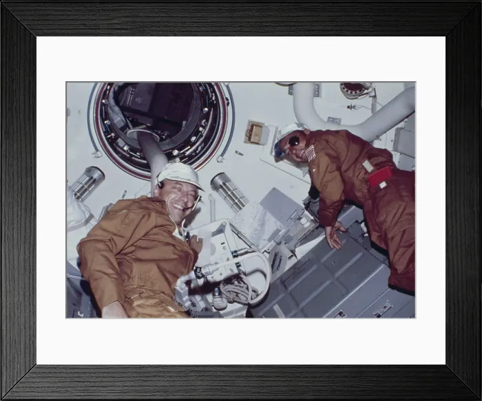 Framed Print : Astronauts Conrad and Paul J. Weitz at OWS hatchway Framed Print : Astronauts Conrad and Paul J. Weitz at OWS hatchway