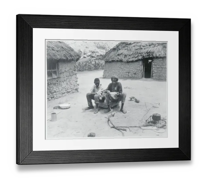 Framed Print : Two Men Resting on a Rock Framed Print : Two Men Resting on a Rock