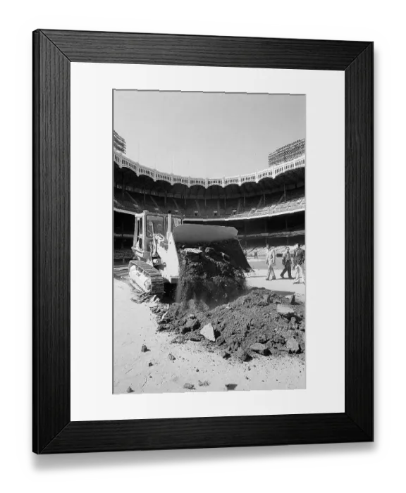 Framed Print : Bulldozer in Outfield of Yankee Stadium Framed Print : Bulldozer in Outfield of Yankee Stadium