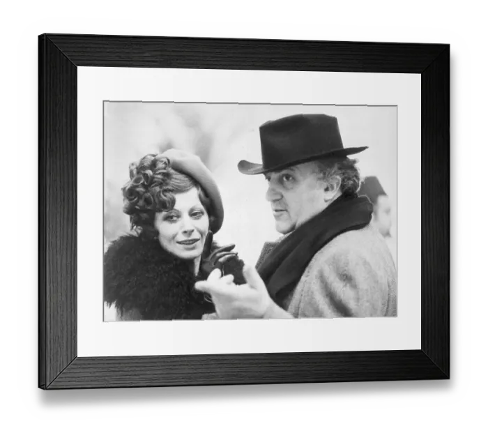 Framed Print : Federico Fellini Giving Instructions to Magali Noel Framed Print : Federico Fellini Giving Instructions to Magali Noel