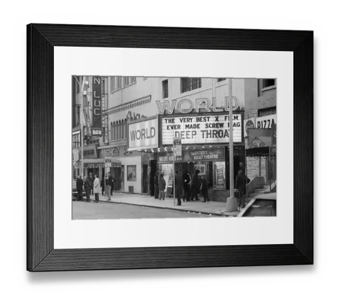 Framed Print : Theater Marquee For Deep Throat