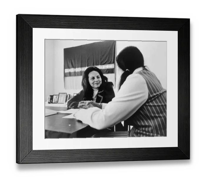 Framed Print : Activist LaDonna Harris with Unidentified Native American Girl