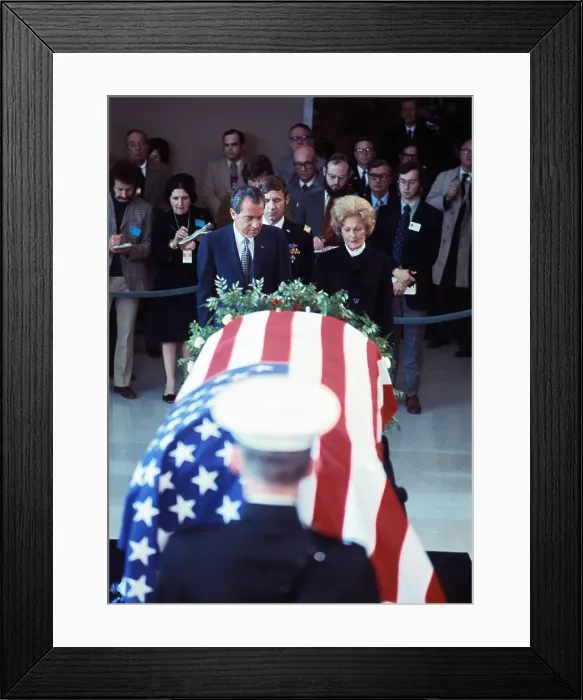 Framed Print : Richard and Pat Nixon with Casket of Harry Truman Framed Print : Richard and Pat Nixon with Casket of Harry Truman