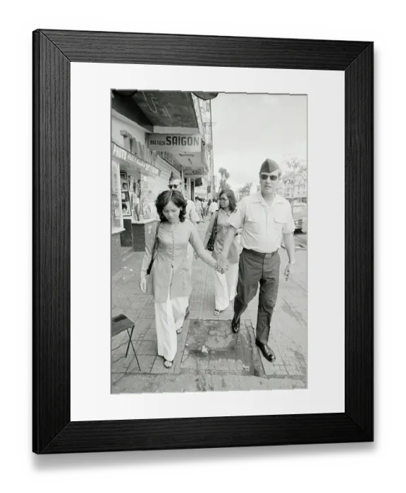 Framed Print : Two Soldiers Walking with Vietnamese Women Framed Print : Two Soldiers Walking with Vietnamese Women
