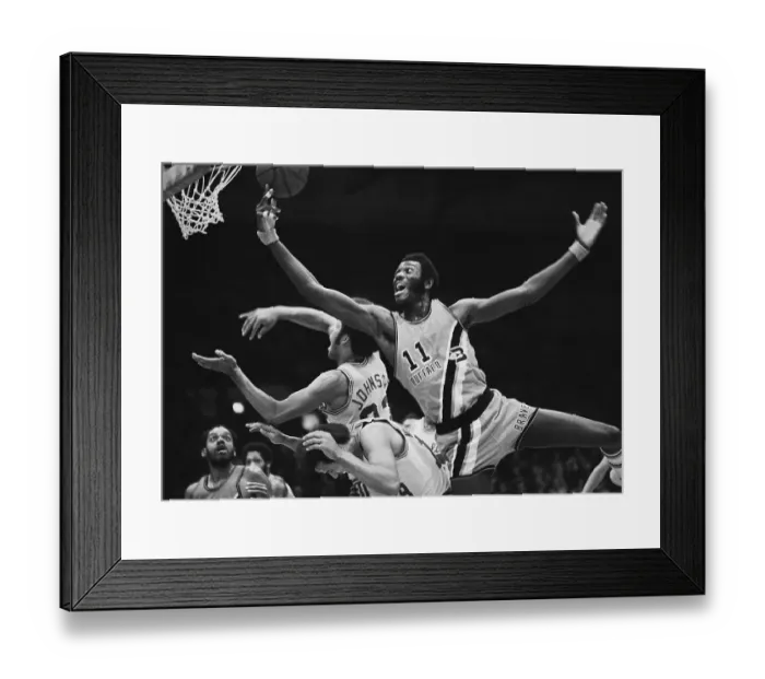 Framed Print : Basketball Players Jumping for Net Framed Print : Basketball Players Jumping for Net