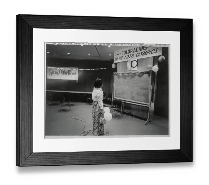 Framed Print : Woman Looking at Tally Board Framed Print : Woman Looking at Tally Board