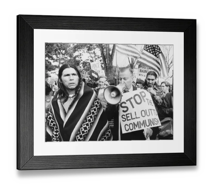 Framed Print : Evangelist Carl McIntire Protesting with Native American Leader Dennis Banks Framed Print : Evangelist Carl McIntire Protesting with Native American Leader Dennis Banks