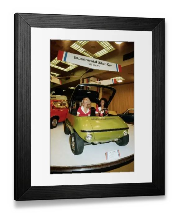 Framed Print : Models Seated in Experimental Urban Car Framed Print : Models Seated in Experimental Urban Car