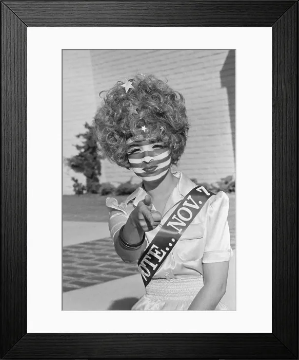 Framed Print : Woman Dressed to Remind People to Vote Framed Print : Woman Dressed to Remind People to Vote