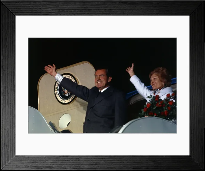 Framed Print : Richard and Pat Nixon Waving from Plane Framed Print : Richard and Pat Nixon Waving from Plane