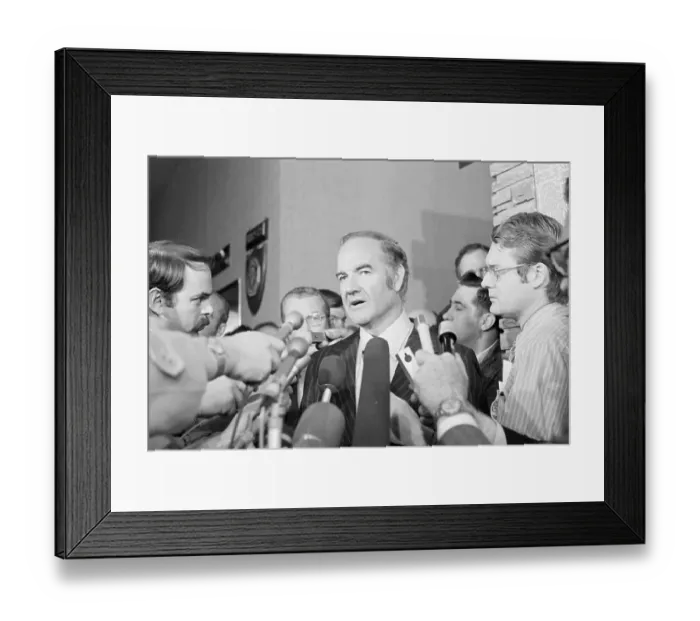 Framed Print : George Mcgogern Talking to the Press Framed Print : George Mcgogern Talking to the Press