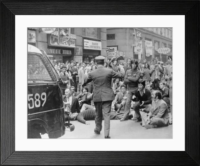Framed Print : Police Trying to Disperse Crowd Framed Print : Police Trying to Disperse Crowd