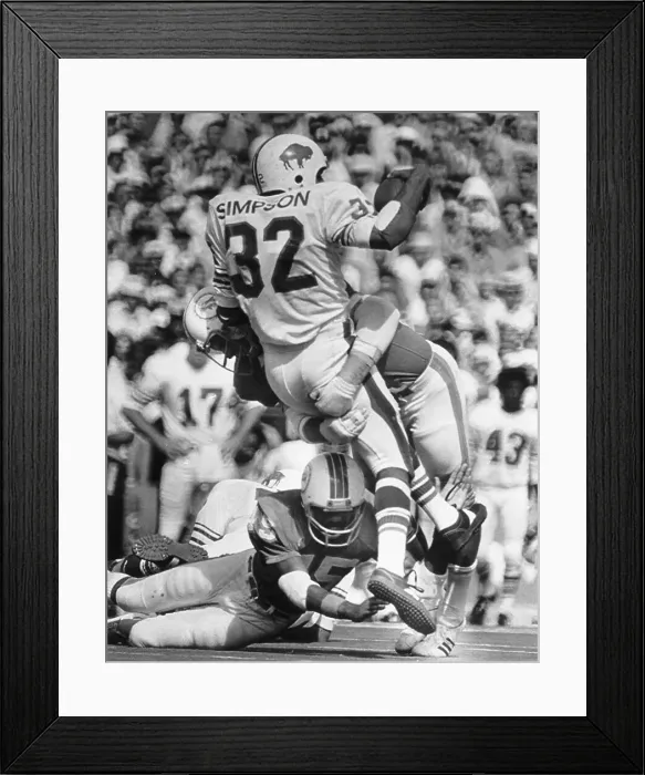 Framed Print : O.J. Simpson Tackled by Dolphin's Defense Framed Print : O.J. Simpson Tackled by Dolphin's Defense