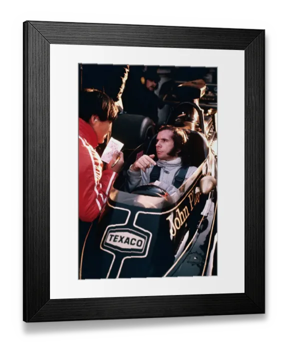 Framed Print : Emerson Fittipaldi Arriving for Practice Run