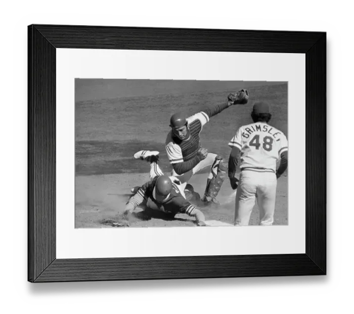 Framed Print : Baseball Player Dick Green Tagged Out at Home Plate Framed Print : Baseball Player Dick Green Tagged Out at Home Plate