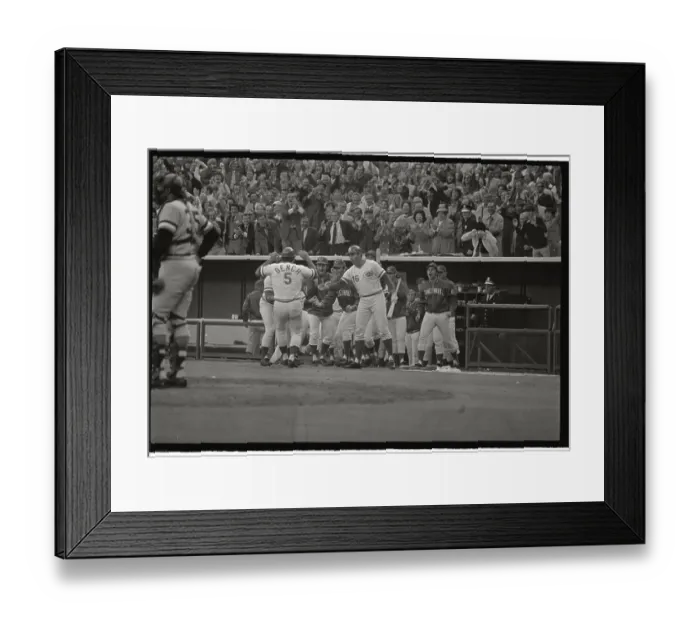 Framed Print : Teammates Congratulating Johnny Bench