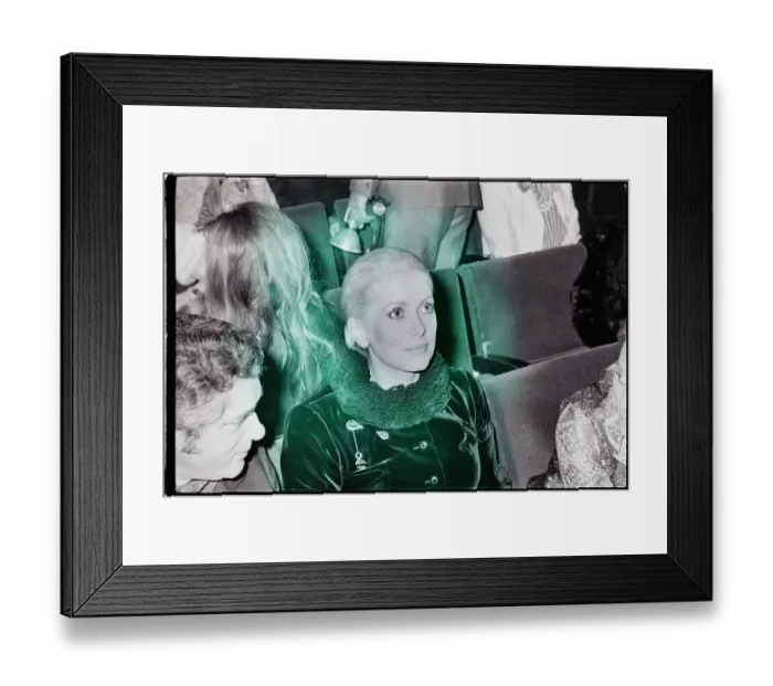 Framed Print : Catherine Deneuve Wearing Frilly Collar