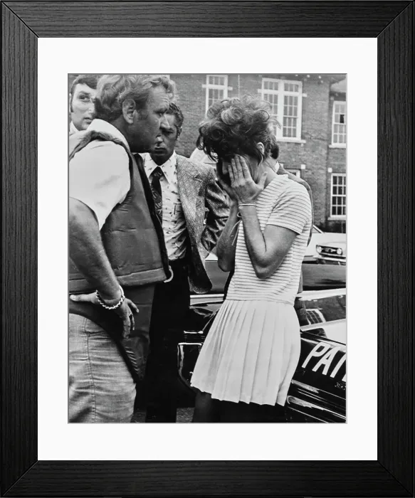 Framed Print : Sheriff With Distraught Woman Framed Print : Sheriff With Distraught Woman