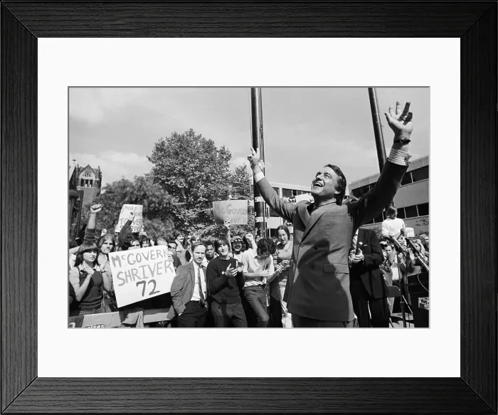 Framed Print : Sargent Shriver Waving His Arms to the Crowd Framed Print : Sargent Shriver Waving His Arms to the Crowd