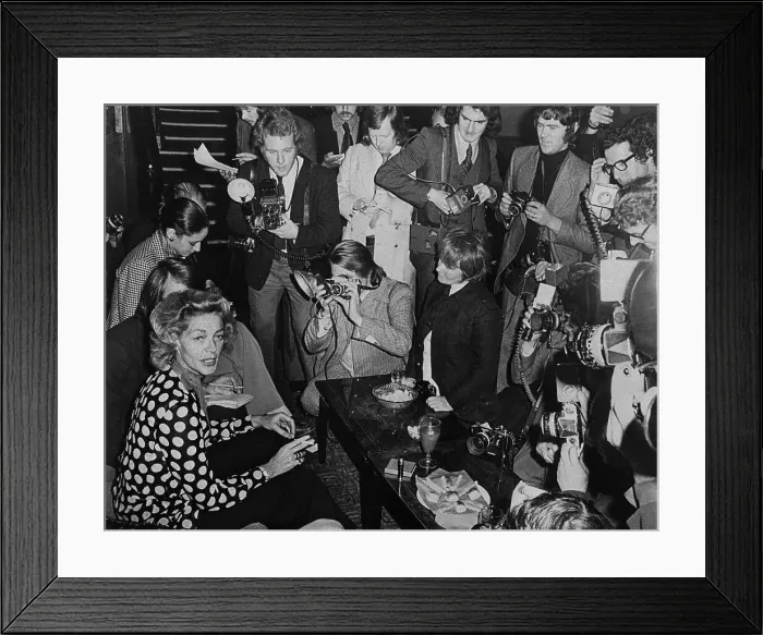 Framed Print : Newsmen Photographing Lauren Bacall
