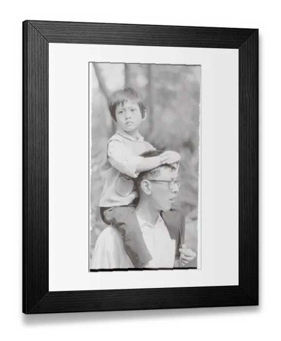 Framed Print : Child on Father's Shoulders Framed Print : Child on Father's Shoulders