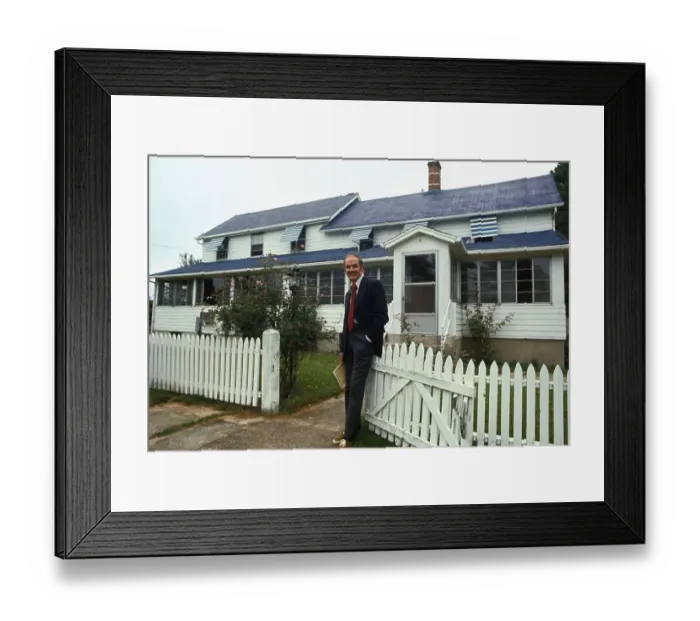 Framed Print : George McGovern Posing Outside His Home Framed Print : George McGovern Posing Outside His Home
