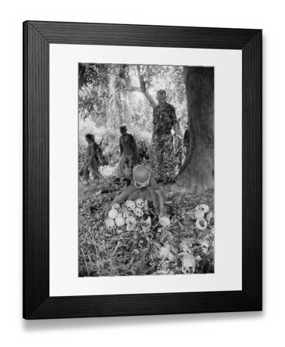 Framed Print : Cambodian Soldiers Examining Remains Framed Print : Cambodian Soldiers Examining Remains
