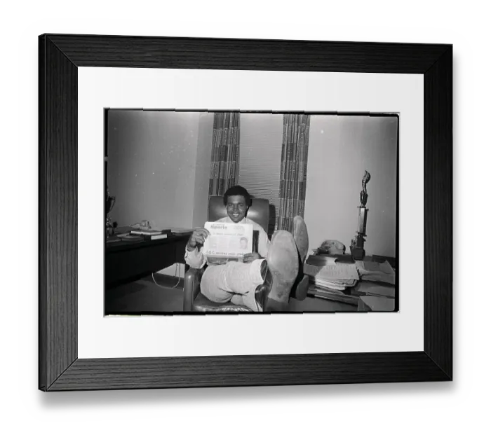 Framed Print : Gale Sayers in his Office Framed Print : Gale Sayers in his Office