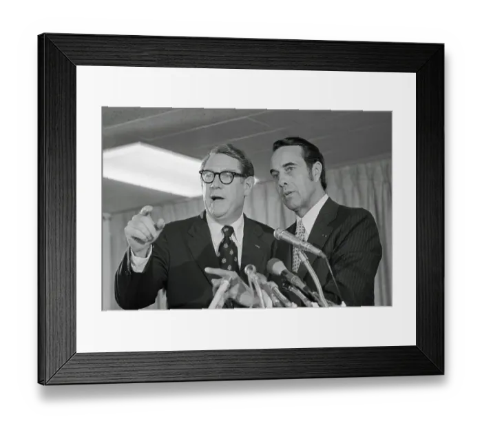 Framed Print : Bob Dole with Clark MacGregor During News Conference Framed Print : Bob Dole with Clark MacGregor During News Conference