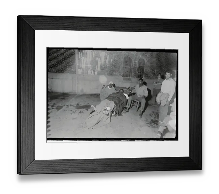 Framed Print : Injured Prisoners Sitting in Makeshift Hospital Framed Print : Injured Prisoners Sitting in Makeshift Hospital