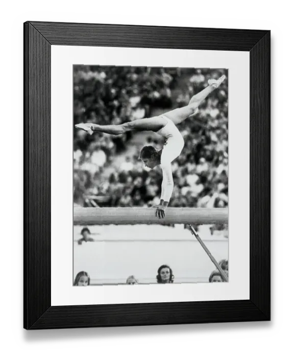 Framed Print : Olga Korbut Performing on Balance Beam Framed Print : Olga Korbut Performing on Balance Beam