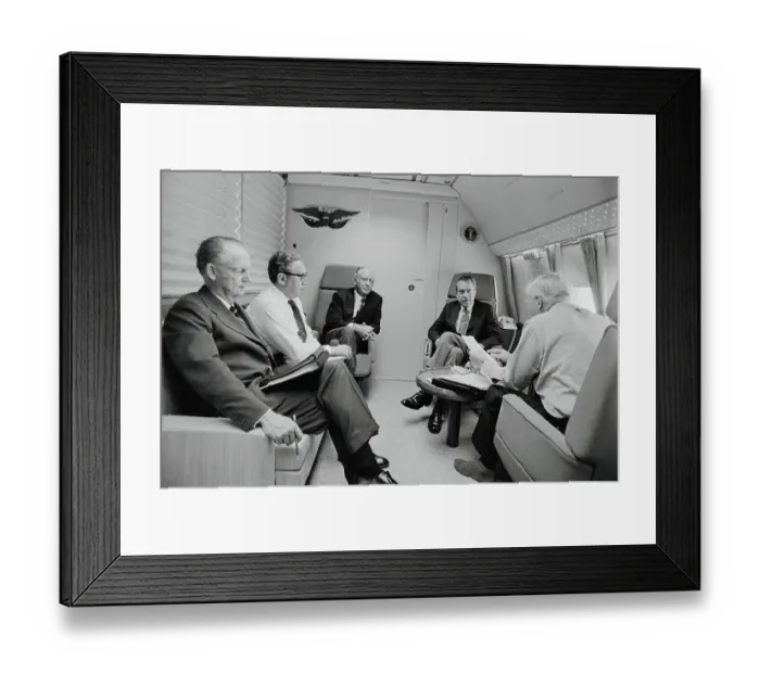 Framed Print : President Richard Nixon and Peers on Airplane Framed Print : President Richard Nixon and Peers on Airplane