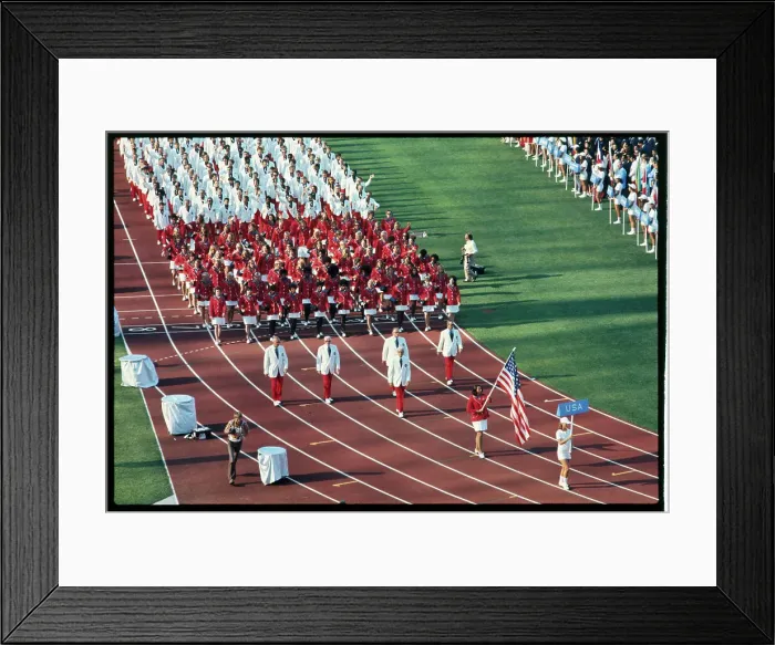 Framed Print : American Olympic Athletes Marching on Field Framed Print : American Olympic Athletes Marching on Field