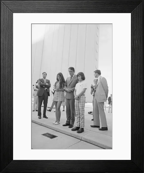 Framed Print : Sargent Shriver and Children Paying Respect Framed Print : Sargent Shriver and Children Paying Respect