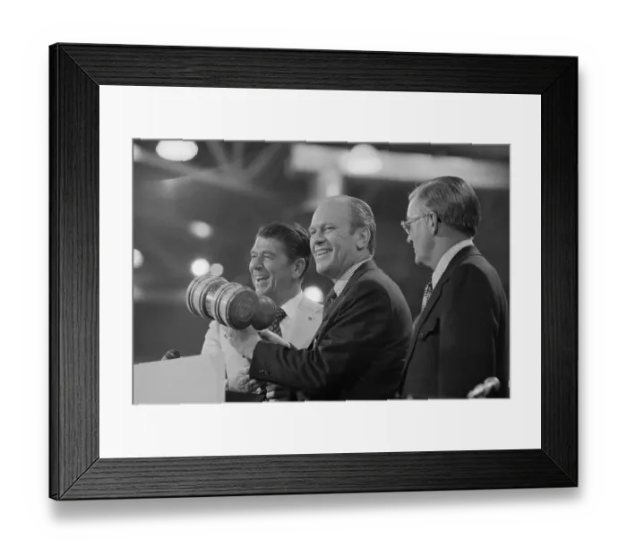 Framed Print : Ronald Reagan Handing Gavel to Gerald Ford Framed Print : Ronald Reagan Handing Gavel to Gerald Ford