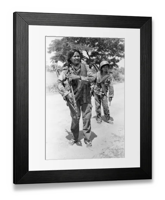 Framed Print : Cambodian Women Soldiers In Uniform Framed Print : Cambodian Women Soldiers In Uniform