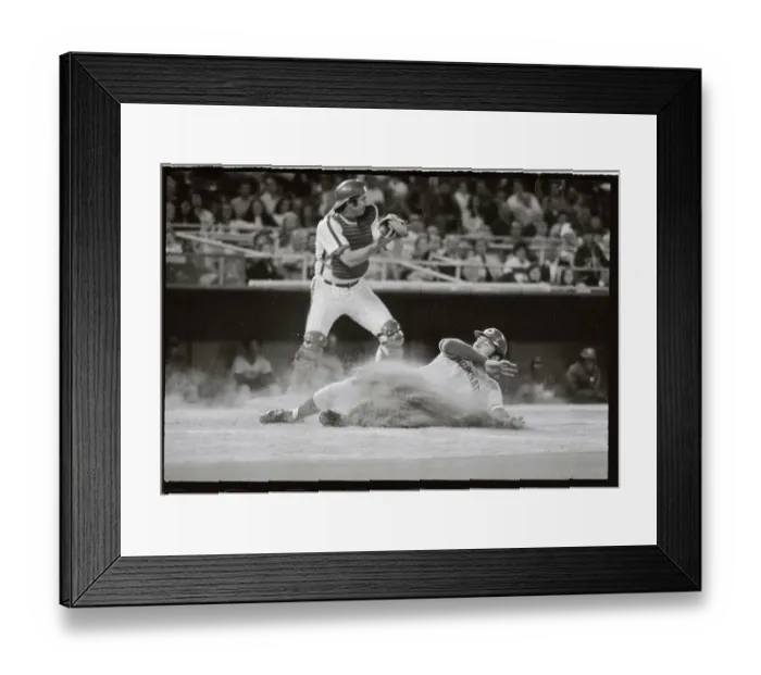 Framed Print : Johnny Bench Sliding Into Home Plate Framed Print : Johnny Bench Sliding Into Home Plate