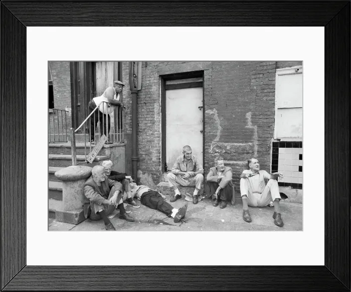 Framed Print : Derelicts Seated Against Tenement Framed Print : Derelicts Seated Against Tenement