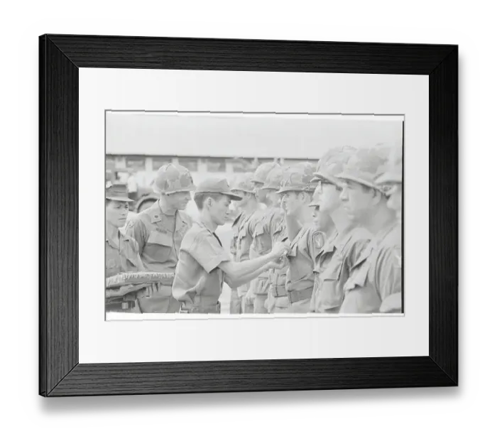 Framed Print : General Pinning Medal on Soldier Framed Print : General Pinning Medal on Soldier