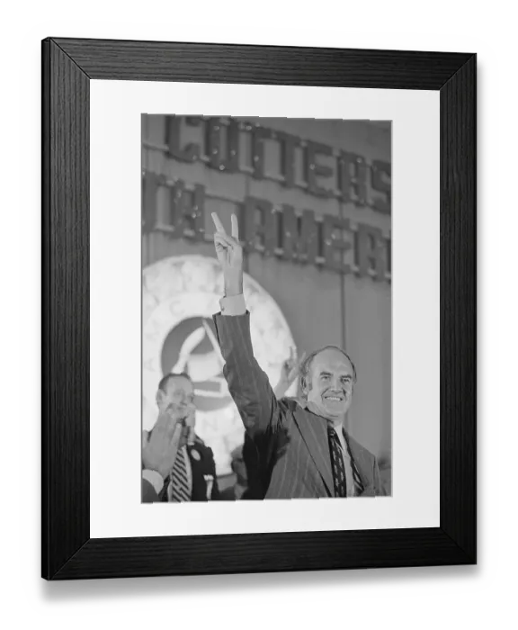 Framed Print : George McGovern Gesturing with His Fingers Framed Print : George McGovern Gesturing with His Fingers