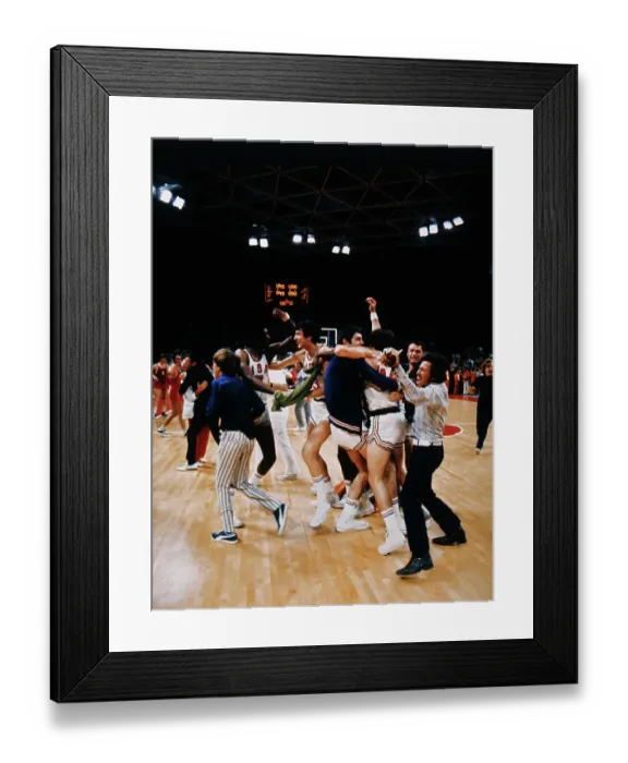 Framed Print : USA Basketball Team Celebrating Controversial Win Framed Print : USA Basketball Team Celebrating Controversial Win