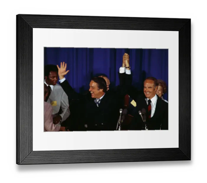 Framed Print : George McGovern Raising Arms with Robert Sargent Shriver Framed Print : George McGovern Raising Arms with Robert Sargent Shriver