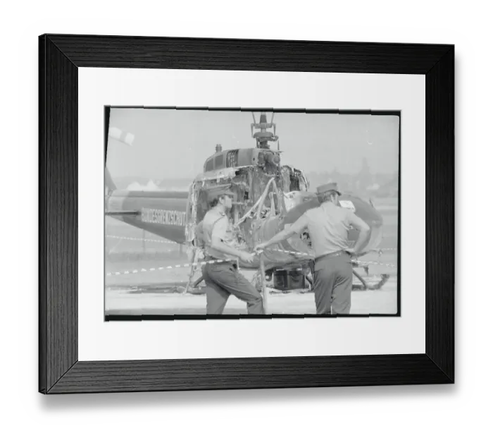 Framed Print : Soldiers by Damaged Helicopter Framed Print : Soldiers by Damaged Helicopter