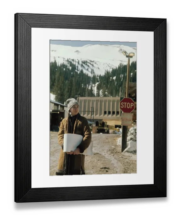 Framed Print : Woman Standing Outside of Mine Framed Print : Woman Standing Outside of Mine